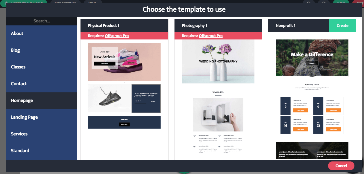 Offsprout Template Options