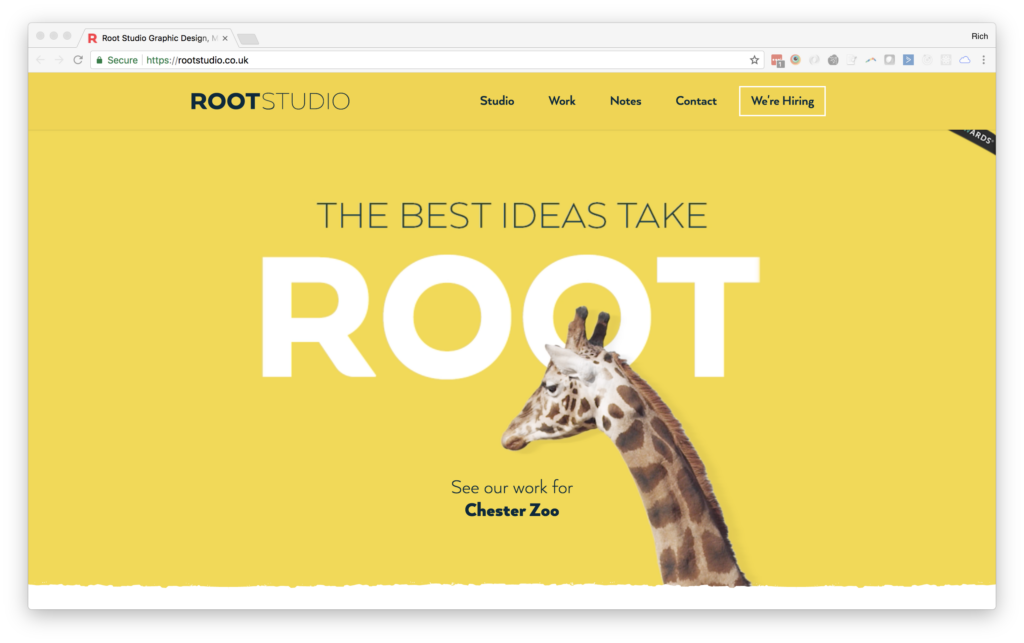 Large, readable typography is a component of modern web design